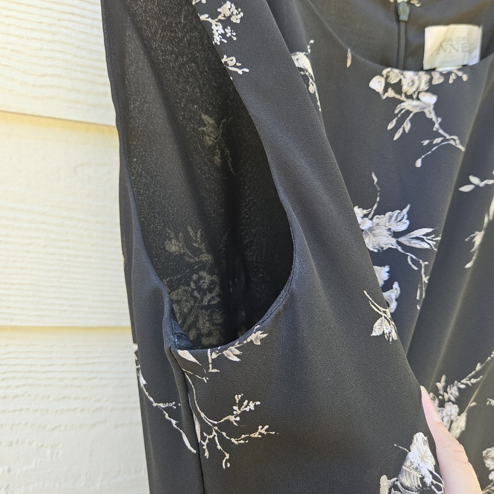 Vtg Casual Corner Floral Maxi Dress Womens 12 Cottagecore Ethereal Dark Romantic - Picture 4 of 14